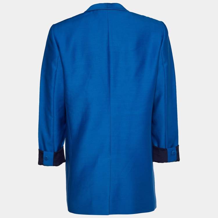 مملوكة مسبقًا Stella McCartney Blue Wool Silk Mid-Length Blazer M