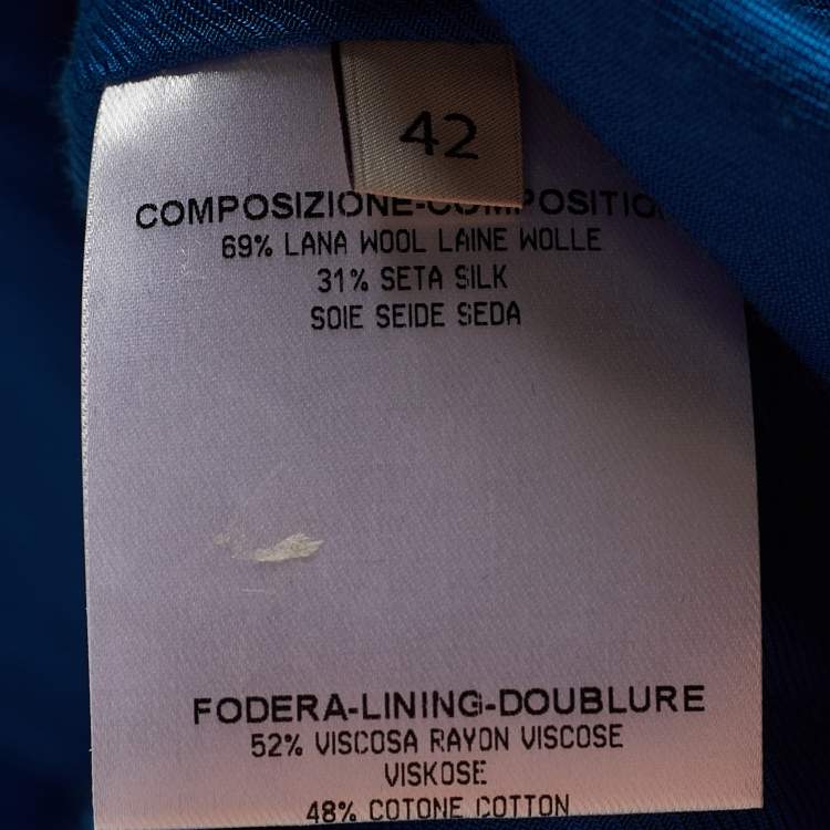 مملوكة مسبقًا Stella McCartney Blue Wool Silk Mid-Length Blazer M