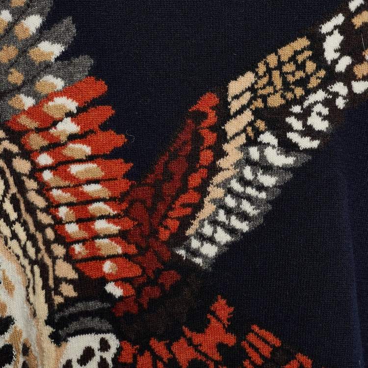Pre Owned Stella McCartney Navy Blue Eagle Jacquard Sweater Dress M