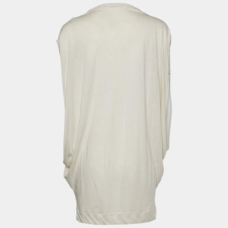 Pre Owned Stella McCartney Ivory Zebra Print Cotton Round Neck Top S