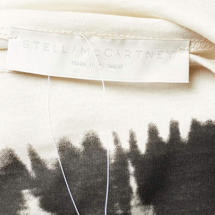 Pre Owned Stella McCartney Ivory Zebra Print Cotton Round Neck Top S