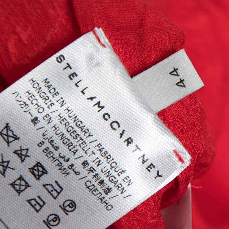 Pre Owned Stella McCartney Red Brocade Delia Belted Dress M