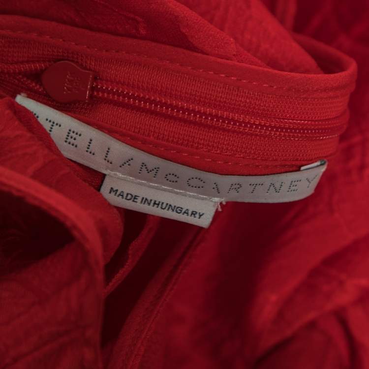 Pre Owned Stella McCartney Red Brocade Delia Belted Dress M