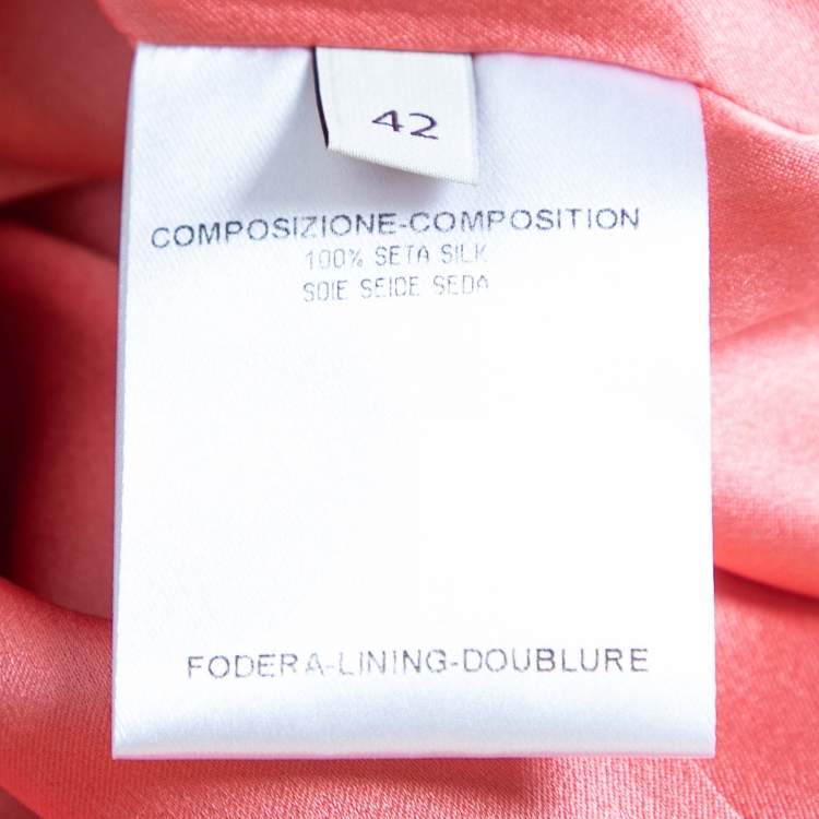 مملوكة مسبقًا Stella McCartney Coral Pink Silk Satin Bow Detail Pleated Dress M