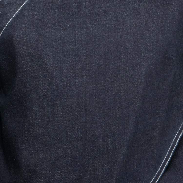 Pre Owned Stella McCartney Navy Blue Denim Slit Detail Long Sleeve Blouse M