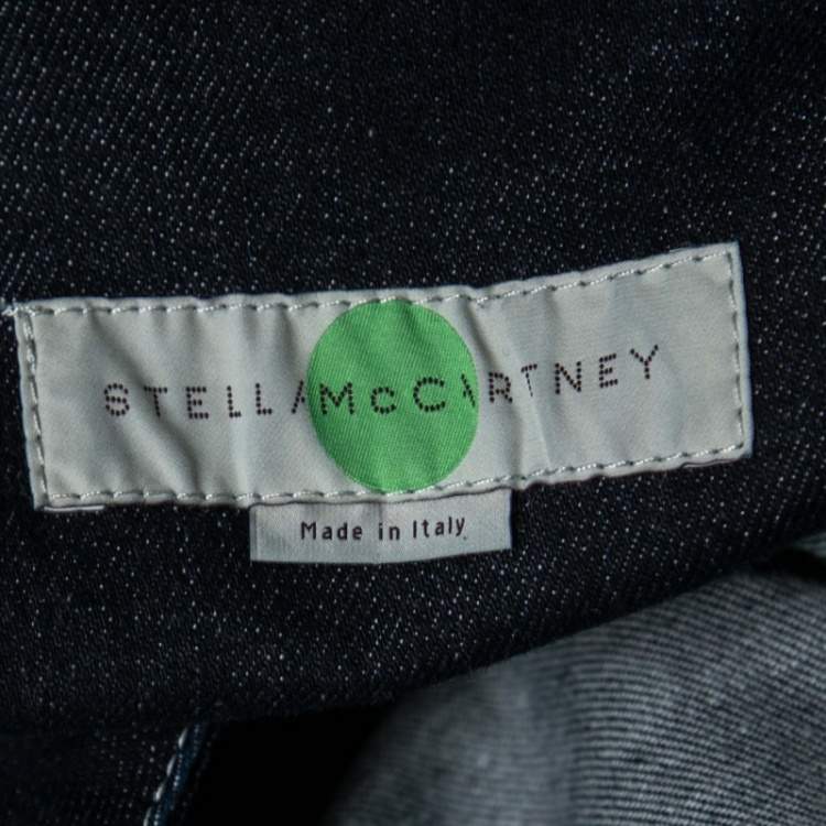 Pre Owned Stella McCartney Navy Blue Denim Slit Detail Long Sleeve Blouse M