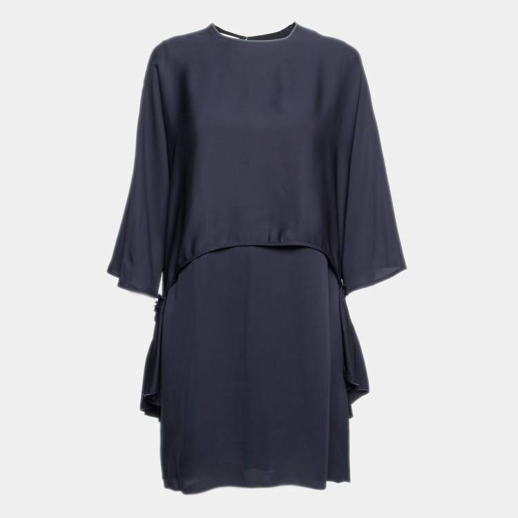 Pre Owned Stella McCartney Navy Blue Crepe Tiered Dress M