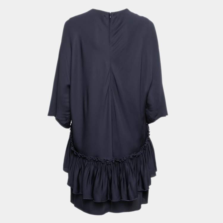 Pre Owned Stella McCartney Navy Blue Crepe Tiered Dress M