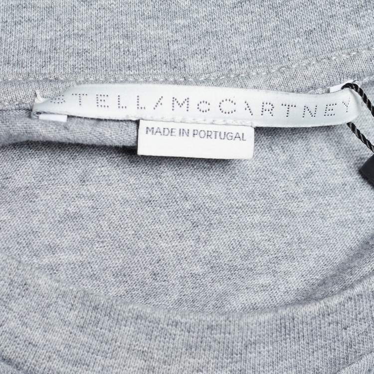 Pre Owned Stella McCartney Grey Shark Print Melange Cotton Crew Neck T-Shirt M