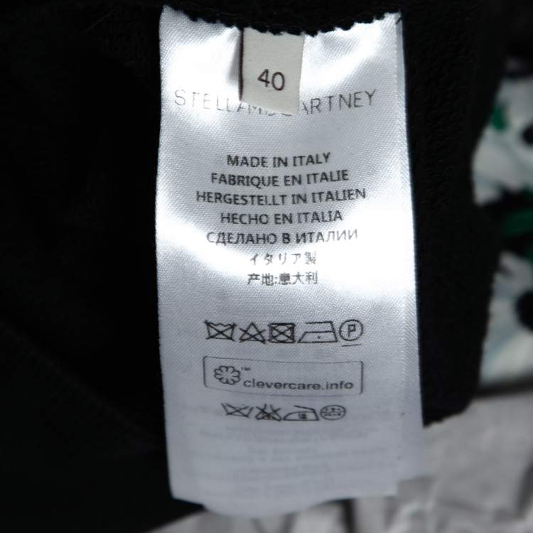 Pre Owned Stella McCartney Black Floral Print & Embroidered Top S