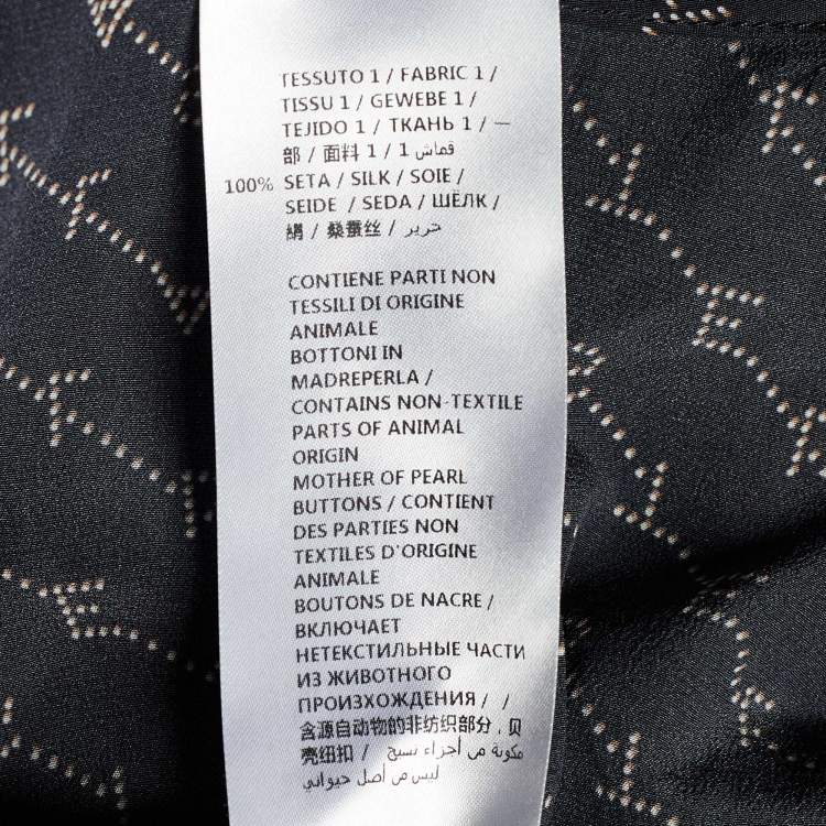 Pre Owned Stella McCartney Navy Blue Striped Monogram Print Silk Odette Shirt M
