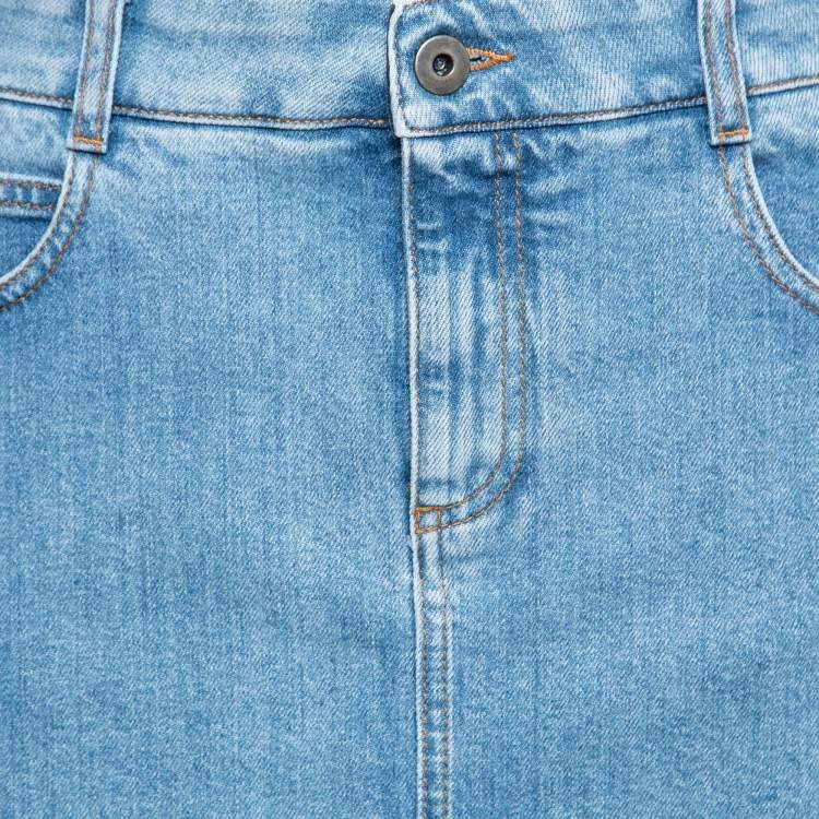 مملوكة مسبقًا Stella McCartney Light Blue Lace Up Detail Denim Skirt S