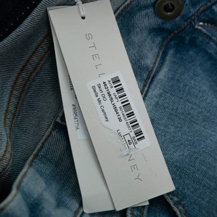 مملوكة مسبقًا Stella McCartney Light Blue Lace Up Detail Denim Skirt S