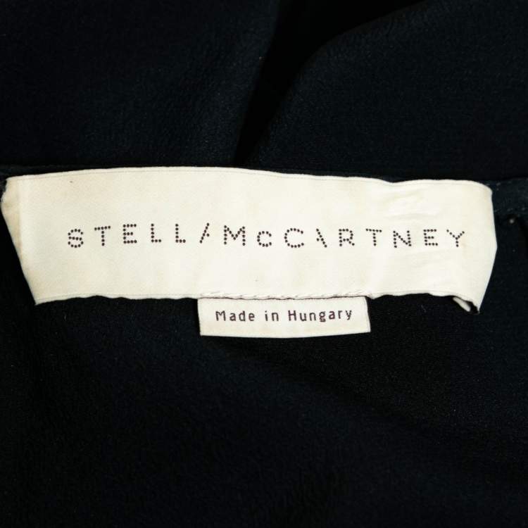 مملوكة مسبقًا Stella McCartney Midnight Blue Silk Asymmetrical Hem Detail Blouse M