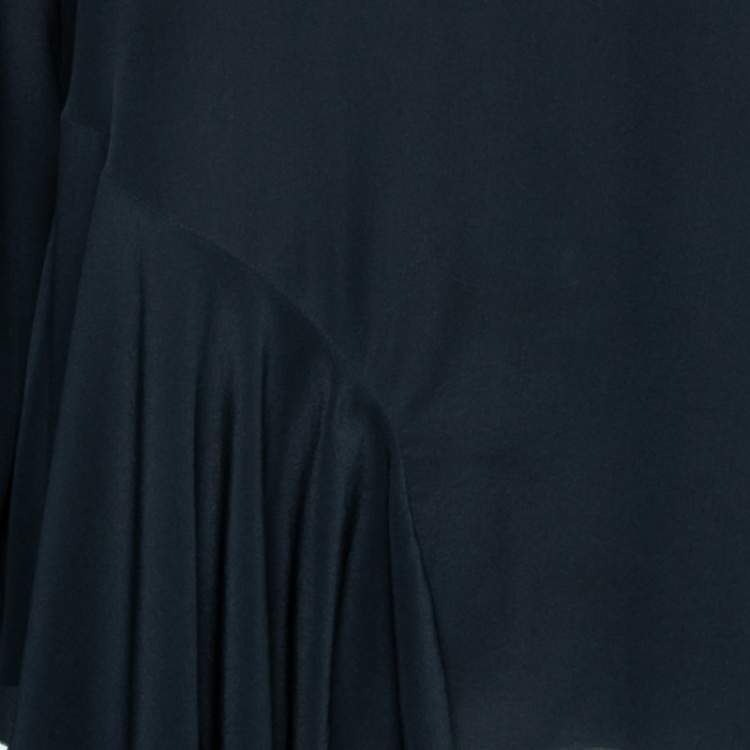 مملوكة مسبقًا Stella McCartney Midnight Blue Silk Asymmetrical Hem Detail Blouse M