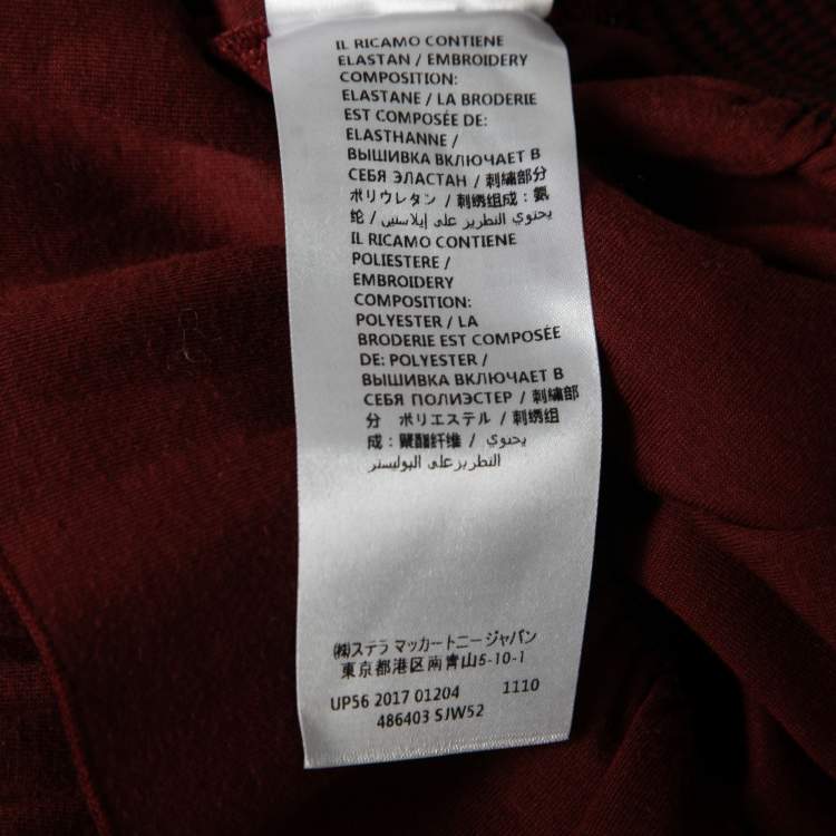 Pre Owned Stella McCartney Burgundy Cotton Knit Smocked Detail Sweatshirt M