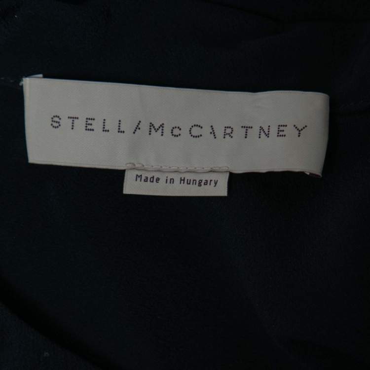 مملوكة مسبقًا Stella McCartney Navy Blue Silk Chiffon Short Sleeve Top M