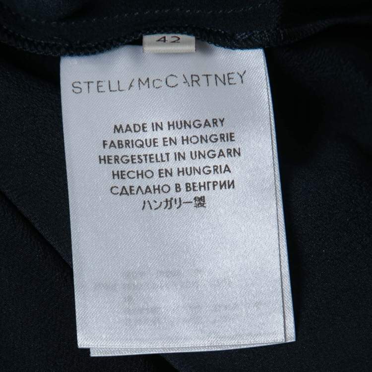 مملوكة مسبقًا Stella McCartney Navy Blue Silk Chiffon Short Sleeve Top M