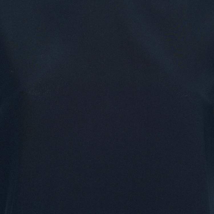 مملوكة مسبقًا Stella McCartney Navy Blue Silk Chiffon Short Sleeve Top M