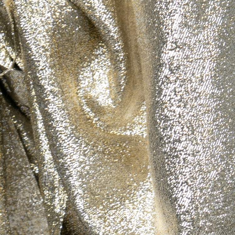 Pre Owned Stella McCartney Gold Lurex Gathered Brynn Asymmetrical Skirt S