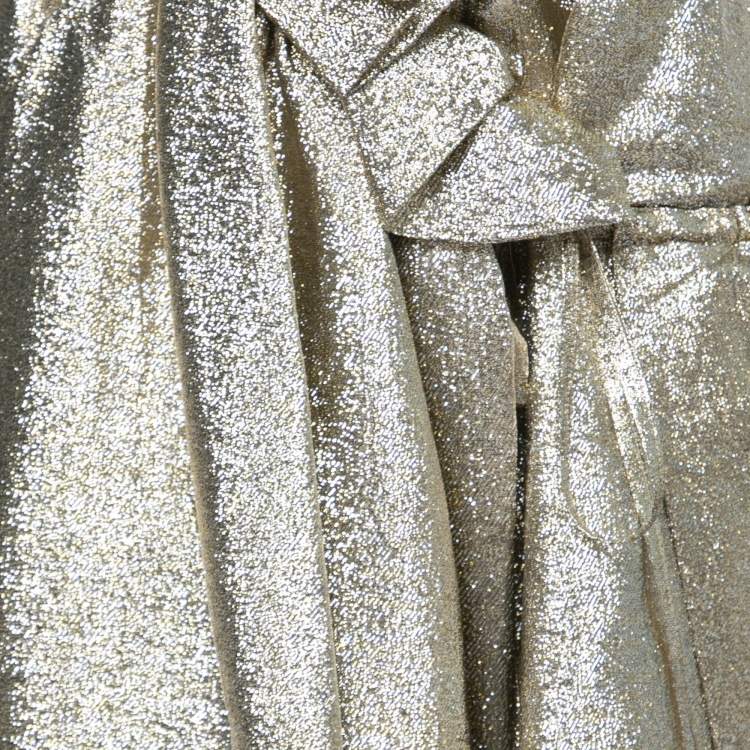 Pre Owned Stella McCartney Gold Lurex Gathered Brynn Asymmetrical Skirt S