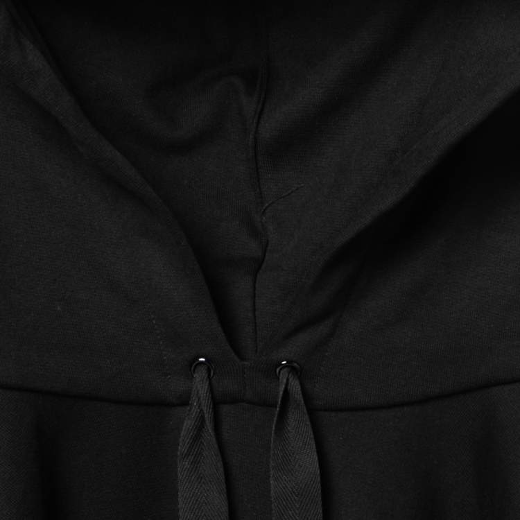 Pre Owned Stella McCartney Black Cotton Fringe Embroidered Oversized Hoodie S