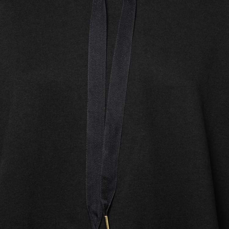 Pre Owned Stella McCartney Black Cotton Fringe Embroidered Oversized Hoodie S