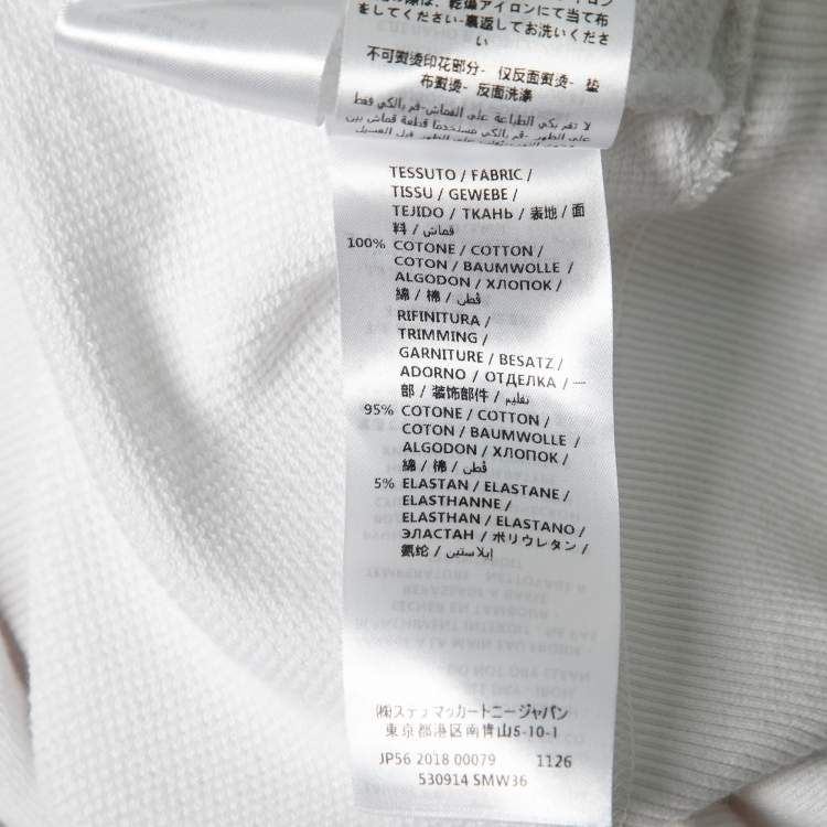 Pre Owned Stella McCartney White Logo Printed Cotton Cropped Hoodie M
