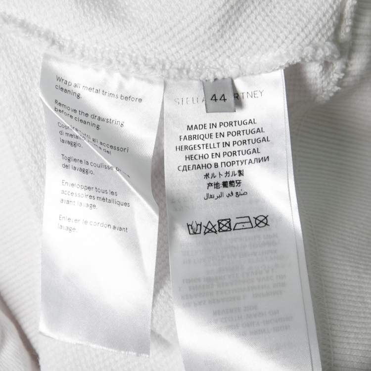 Pre Owned Stella McCartney White Logo Printed Cotton Cropped Hoodie M