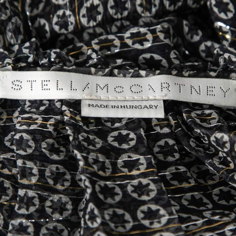 Pre Owned Stella McCartney Black Monochrome Printed Silk Top S