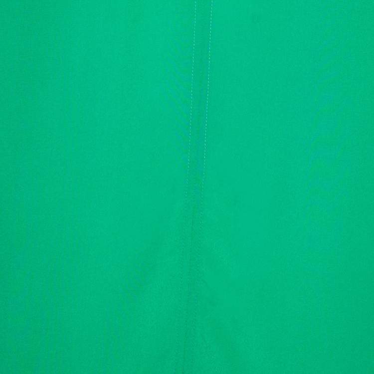Pre Owned Stella McCartney Green Silk Key-Hole Long-Sleeve Top L