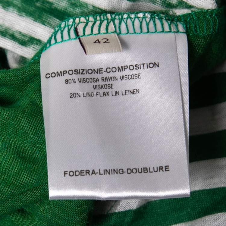 Pre Owned Stella McCartney Green Striped Linen Blend Knit Oversized Belted Mini Dress M