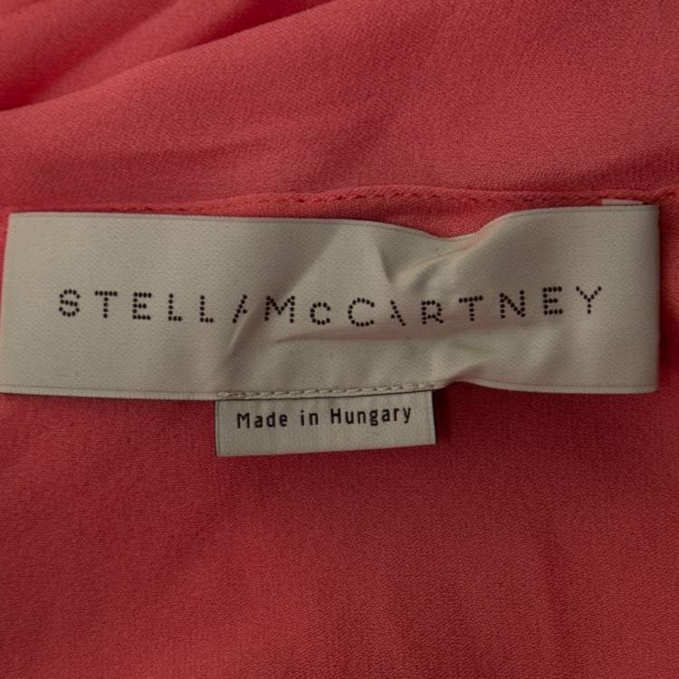 مملوكة مسبقًا Stella McCartney Pink Silk Neck Tie Detail Long Sleeve Blouse S