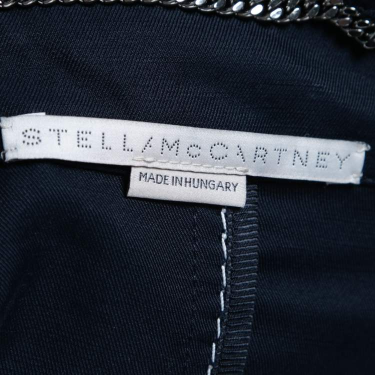 Pre Owned Stella McCartney Navy Blue Cotton & Linen Zip-Front Jacket M