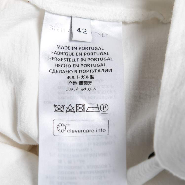 Pre Owned Stella McCartney Off-White Cotton Embroidered Cropped T-Shirt M