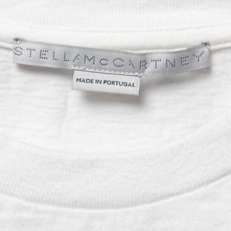 Pre Owned Stella McCartney Off-White Cotton Embroidered Cropped T-Shirt M