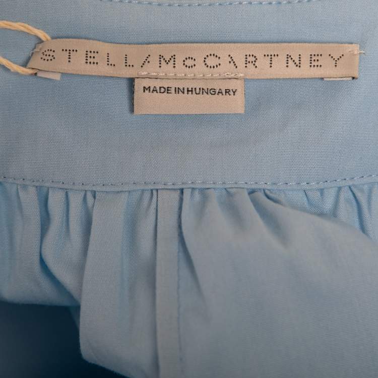 Pre Owned Stella McCartney Blue Cotton Floral Embroidered Sleeveless Dress M