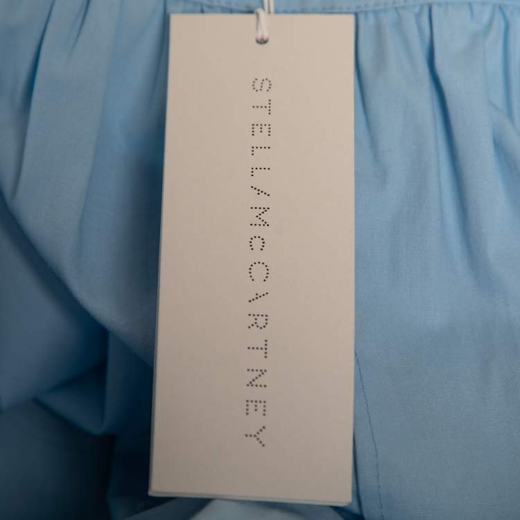 Pre Owned Stella McCartney Blue Cotton Floral Embroidered Sleeveless Dress M