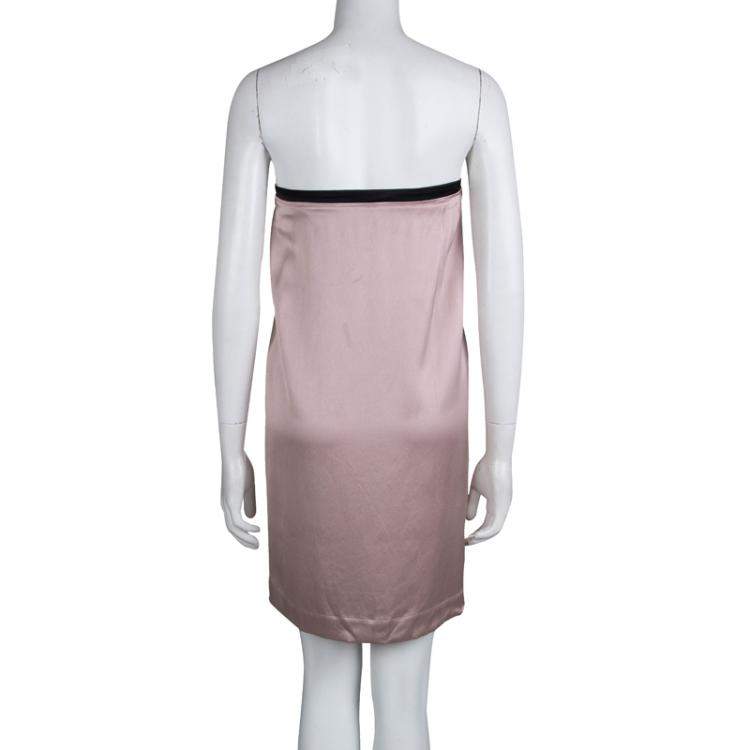 Pre Owned Stella McCartney Pale Pink Silk Pleated Strapless Dress S