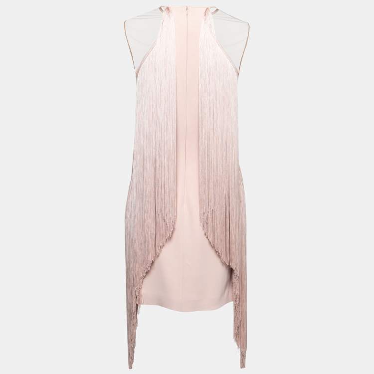 Pre Owned Stella McCartney Pink Ombre Fringe Trimmed Crepe Short Dress M