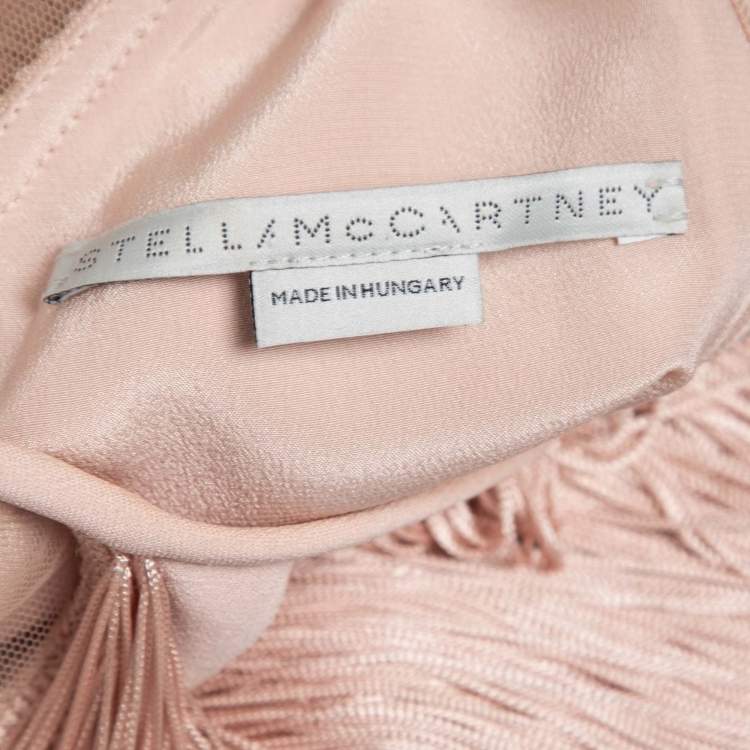 Pre Owned Stella McCartney Pink Ombre Fringe Trimmed Crepe Short Dress M