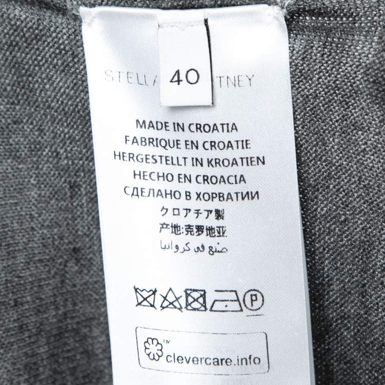 Pre Owned Stella McCartney Grey & Burgundy Paneled Wool Jumper S