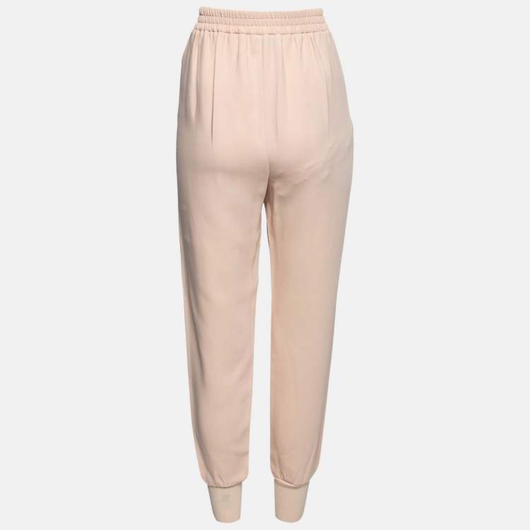 Pre Owned Stella McCartney Light Pink Crepe Rib Knit Trimmed Pants M