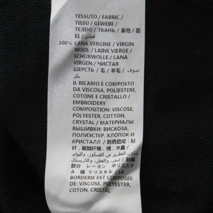 Pre Owned Stella McCartney Navy Blue Wool Embroidered Cardigan M