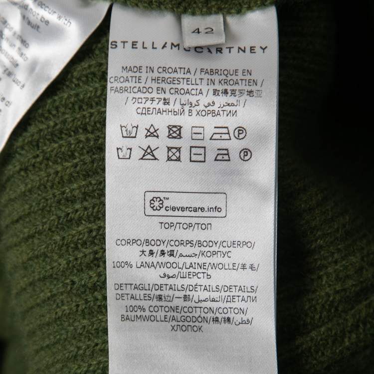 Pre Owned Stella McCartney Green Wool Hooded Cargo Pocket Sweater M