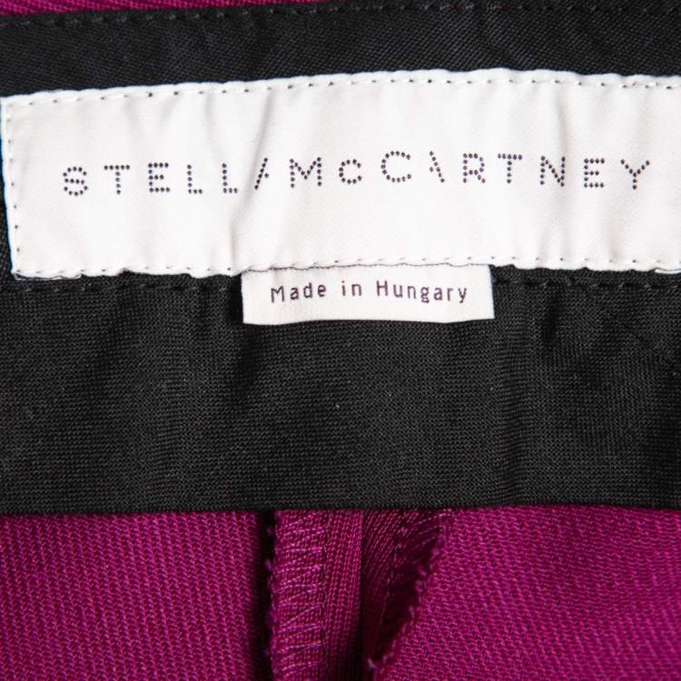 Pre Owned Stella McCartney Purple Wool Straight Cropped Trousers S