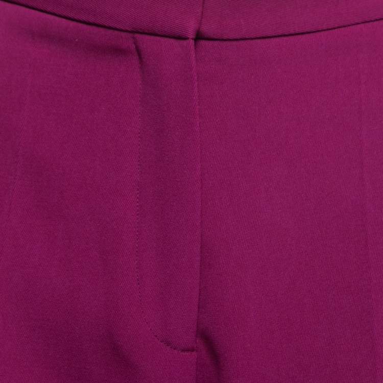 Pre Owned Stella McCartney Purple Wool Straight Cropped Trousers S