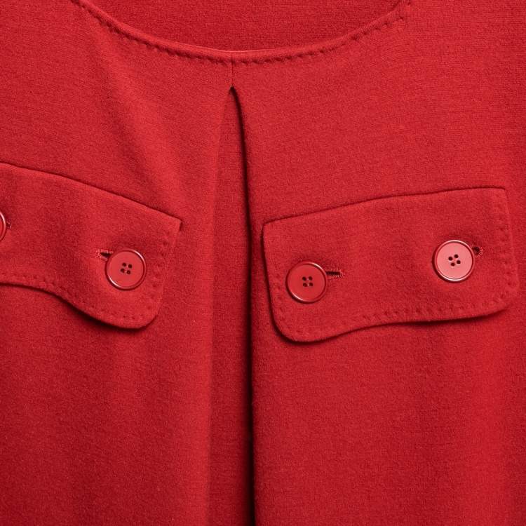 Pre Owned Stella McCartney Dark Red Wool Pocket Detail Short Dress S