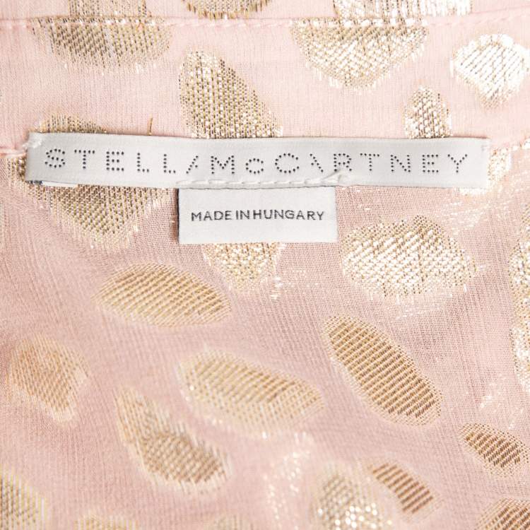 مملوكة مسبقًا Stella McCartney Blush Pink Lurex Patterned Silk Button Front Blouse M