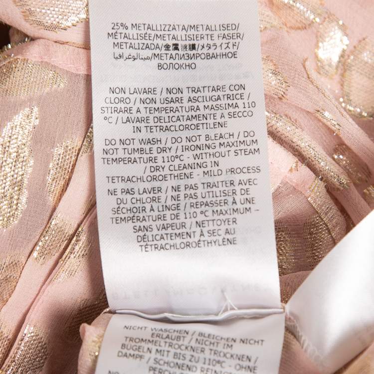 مملوكة مسبقًا Stella McCartney Blush Pink Lurex Patterned Silk Button Front Blouse M